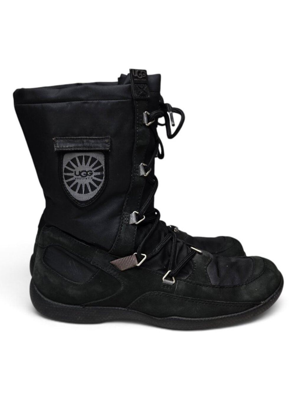 Ugg Trooper Suede and Nylon Winter Boots Womens Shearling Lined Patch Side 10